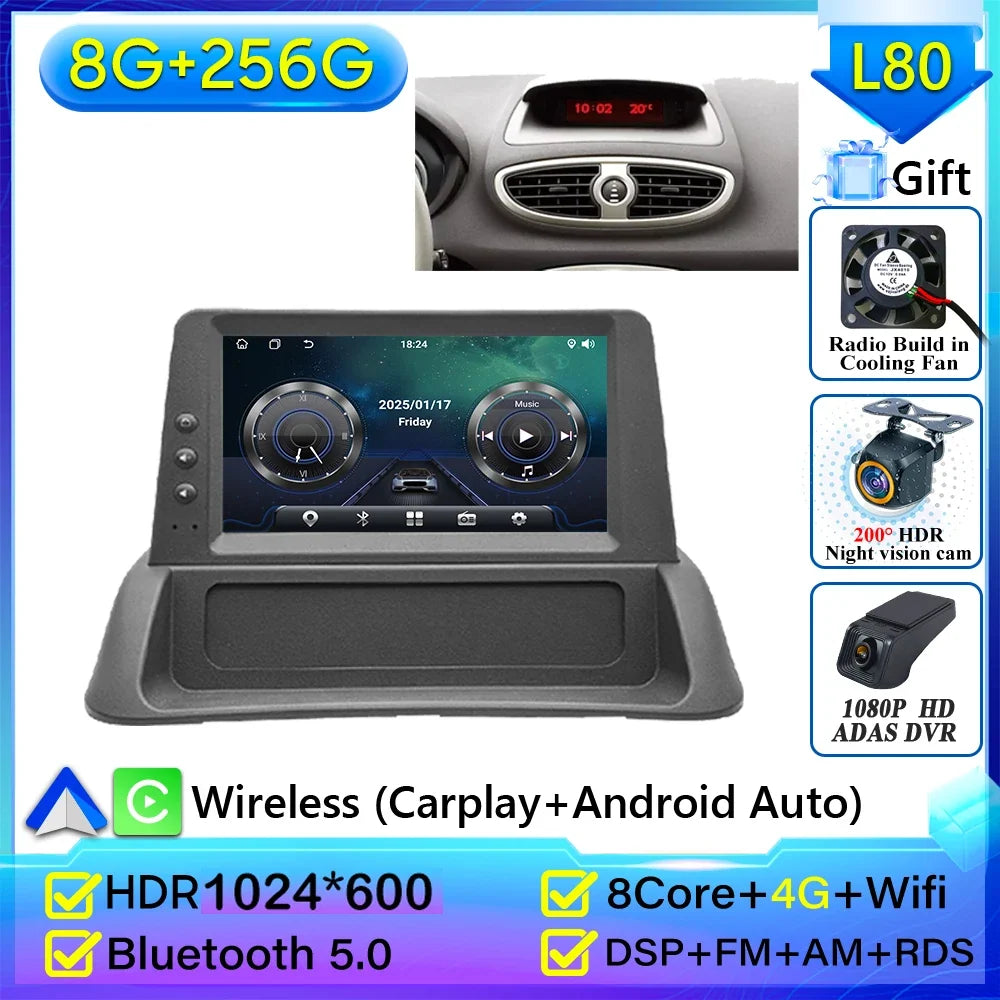 Carplay for Renault Clio 3 2005-2014 | Android 16 GPS Navigation Car Radio with 2K Screen
