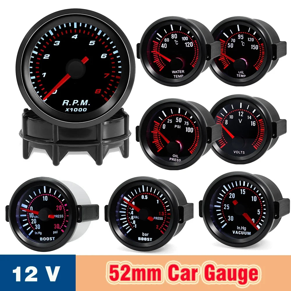 52mm 12V Turbo Boost Gauge | LED Smoke Lens Car Gauge MyPetiteCar.com