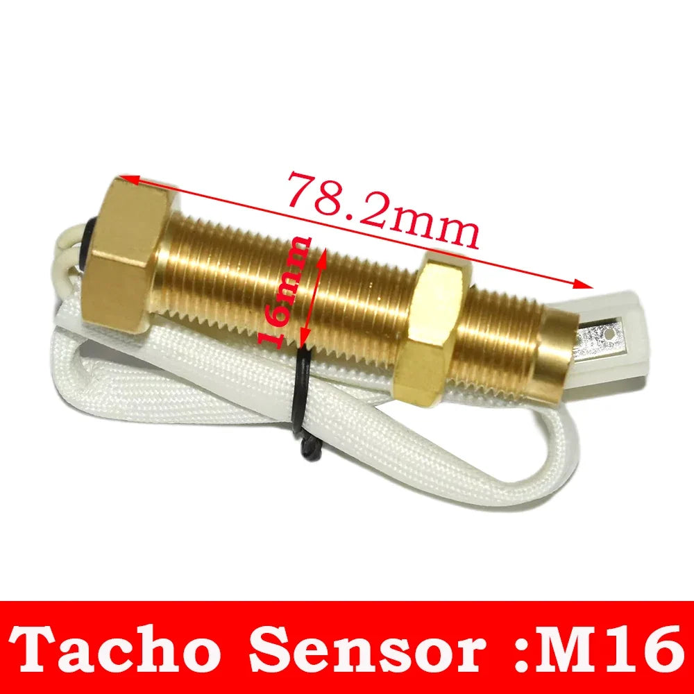 85mm Diesel Engine Tachometer 0-4000RPM | Digital LCD Hour Meter with M16/M18 RPM Sensor