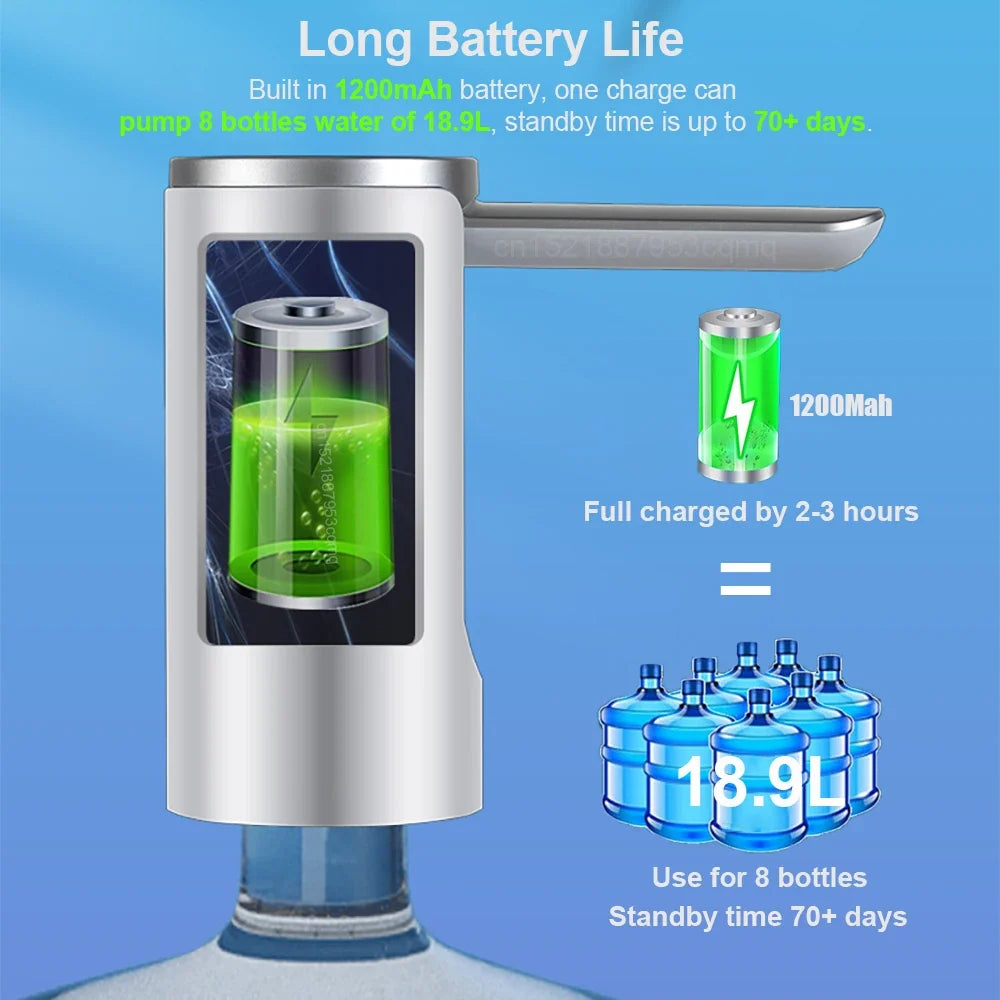 Electric Water Gallon Pump Automatic Water Pump 19 Liters Foldable Desktop Water Bottle Pump USB Rechargeable Water Dispenser