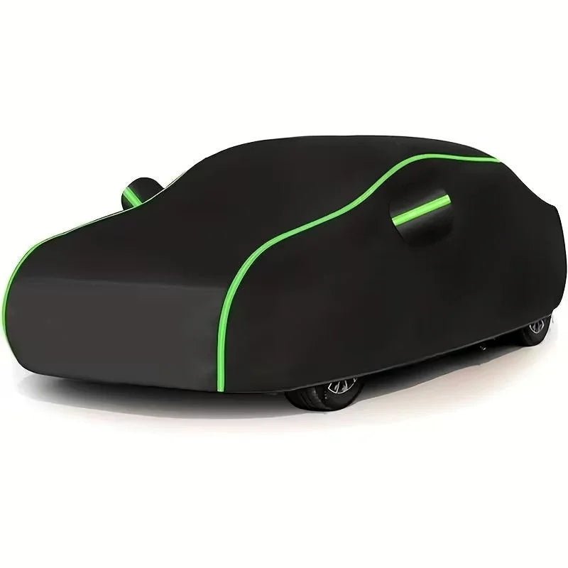 Universal Car Cover with Reflective Strip | Black Outdoor Dust and Snow Protection MyPetiteCar.com