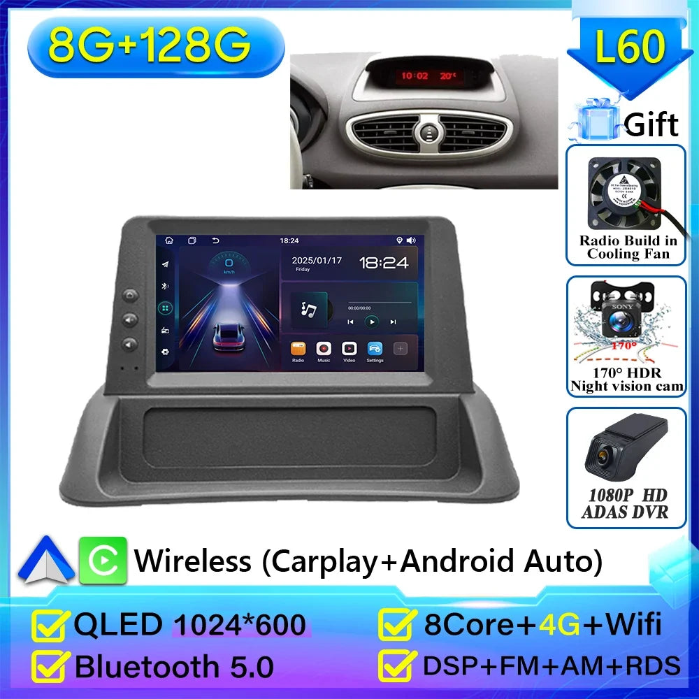 Carplay for Renault Clio 3 2005-2014 | Android 16 GPS Navigation Car Radio with 2K Screen