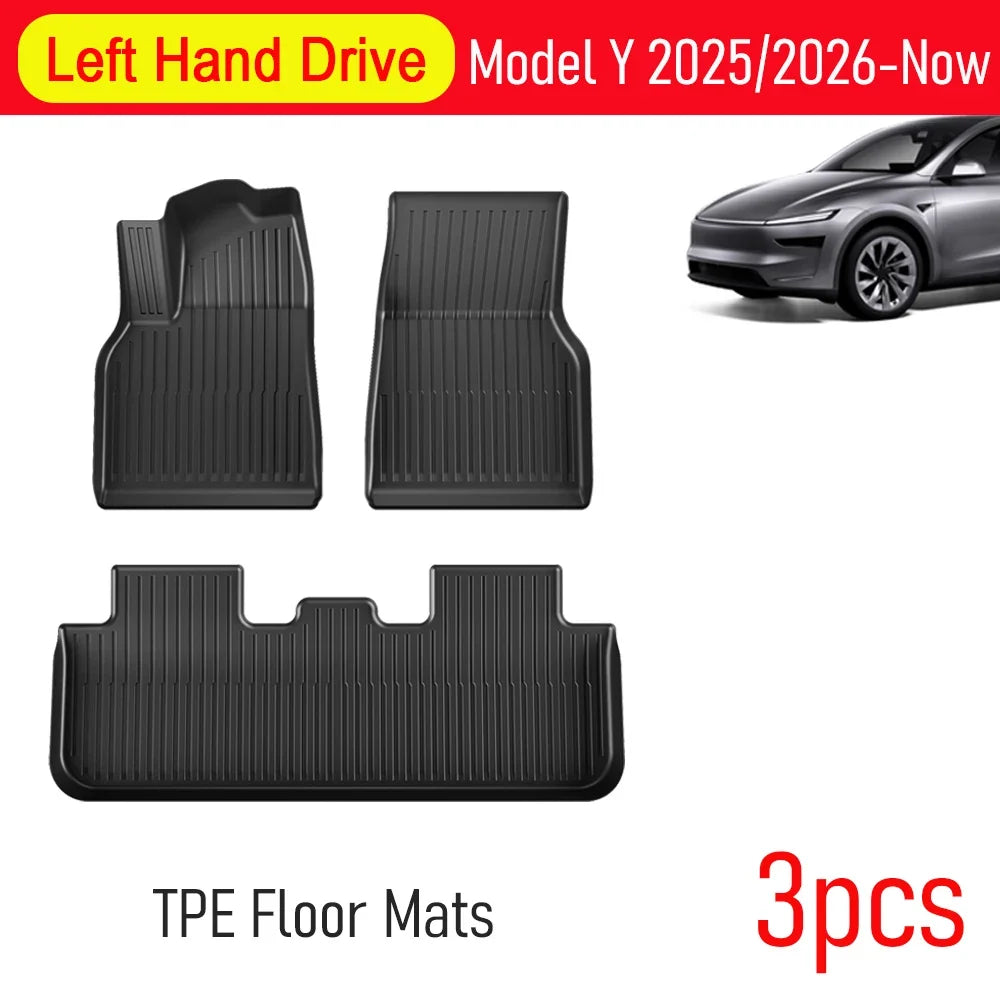 Tesla Model Y Juniper 2025–2026 All-Weather Floor Mats | Full Interior Protection Set MyPetiteCar.com