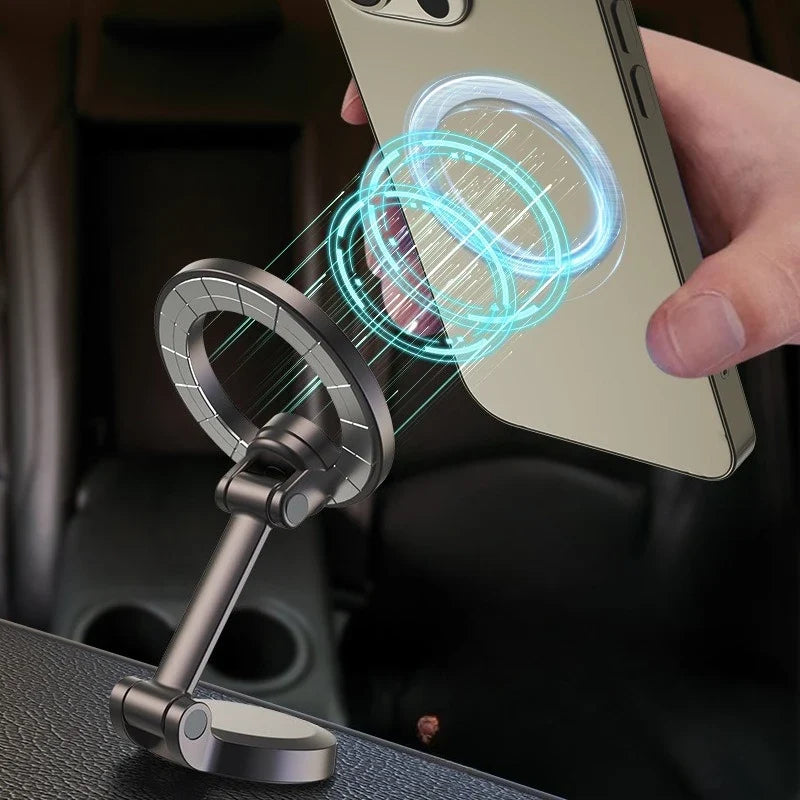 360° Rotating Magnetic Car Phone Holder | Foldable Dashboard Mount for All Smartphones