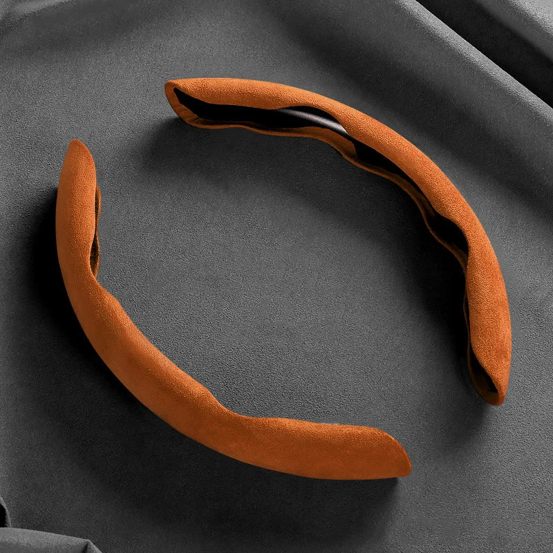 Suede Universal 38CM Car Steering Wheel Booster Cover Non-Slip Auto Interior Steer Protector Decoration Accessories-Brown MyPetiteCar.com