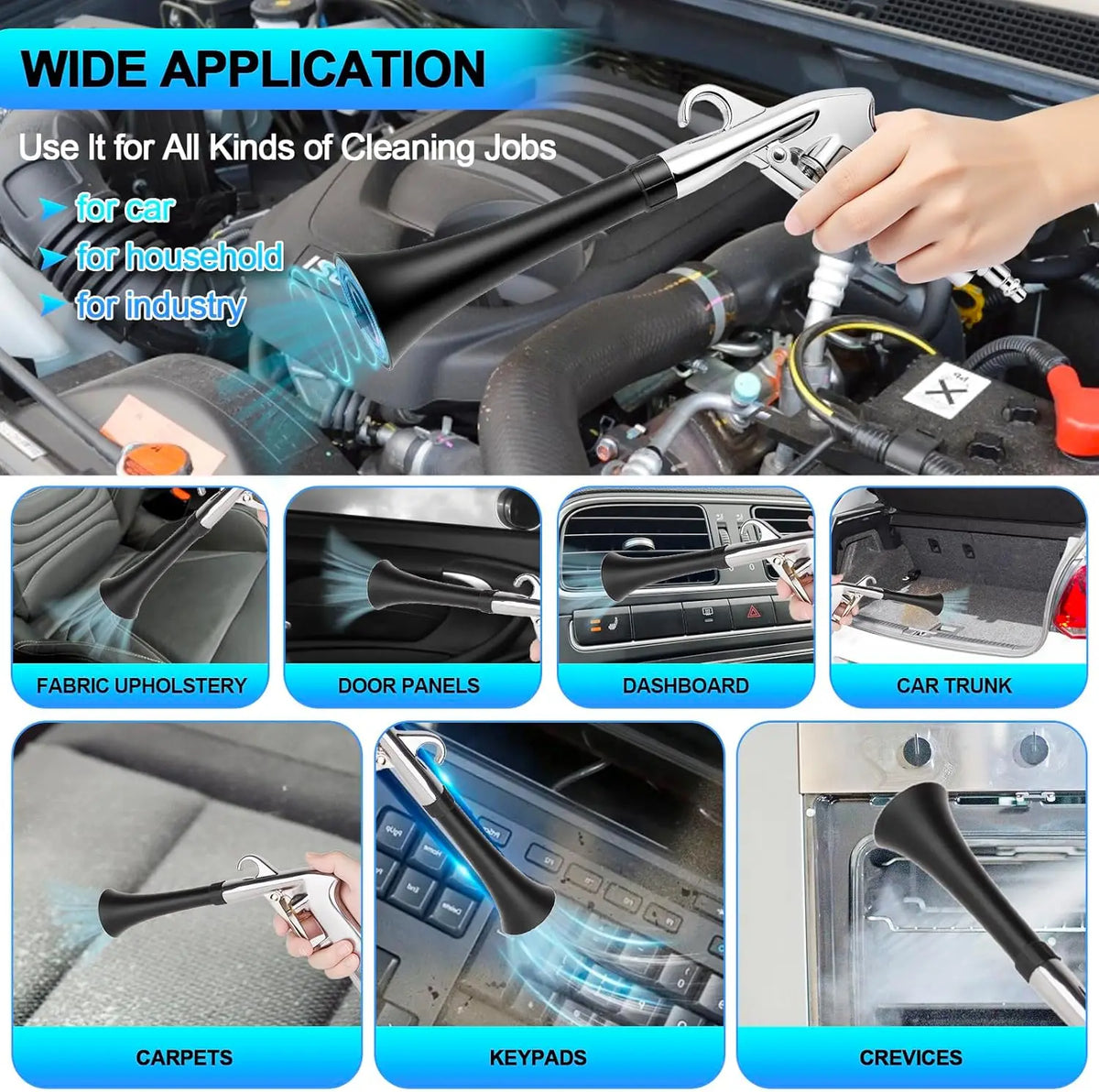 Car Cleaning Gun | High Pressure Air Blow Gun for Uncharged Interior Spraying MyPetiteCar.com