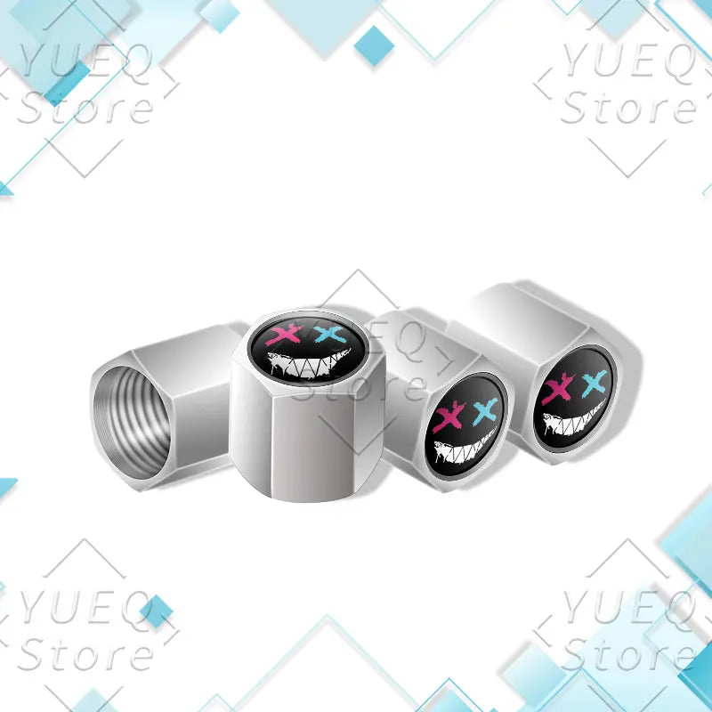 4Pcs XX Smiling Face Logo Pattern Car Tire Valve Caps | Universal Aluminum Tire Stem Covers MyPetiteCar.com