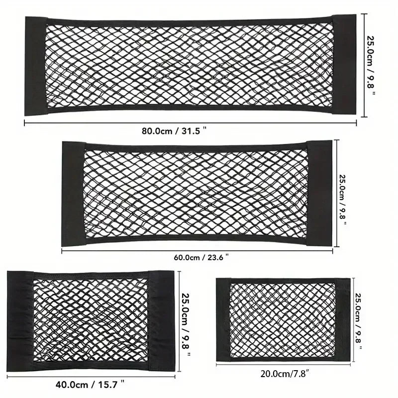 Universal Car Trunk Organizer Dual-Layer Mesh with Fire Extinguisher Net