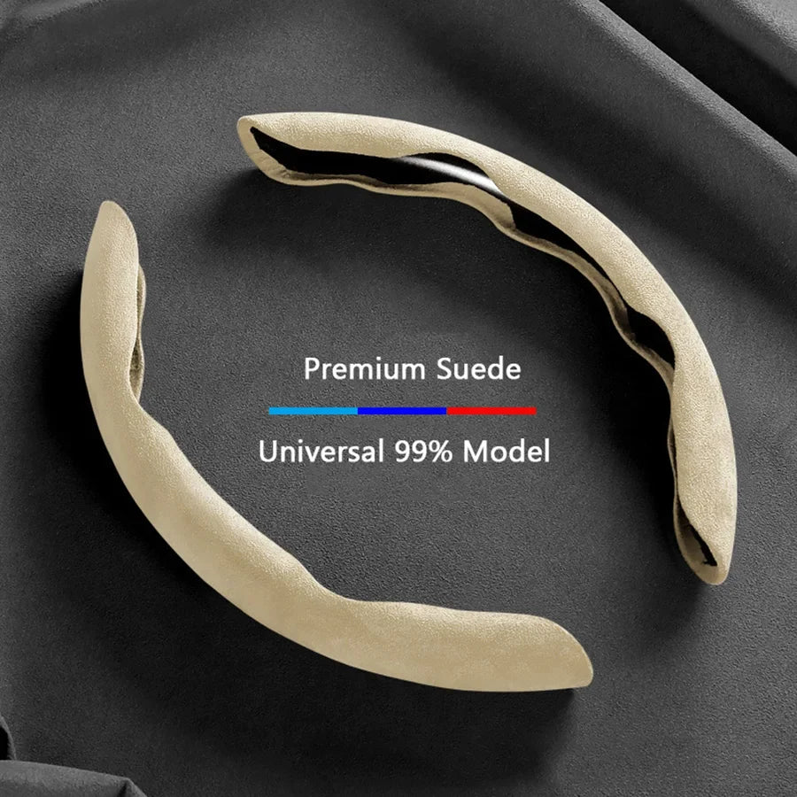 Suede Universal 38CM Car Steering Wheel Booster Cover Non-Slip Auto Interior Steer Protector Decoration Accessories-Brown MyPetiteCar.com