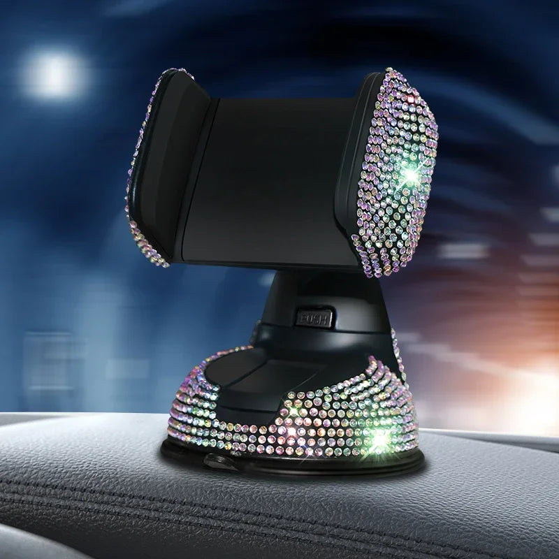 2024 Diamond Pink Car Phone Holder with Rhinestone Accents