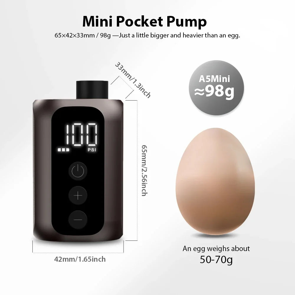 BSCOBBER A5mini Portable Air Pump | Wireless Rechargeable Tire Inflator 100PSI MyPetiteCar.com