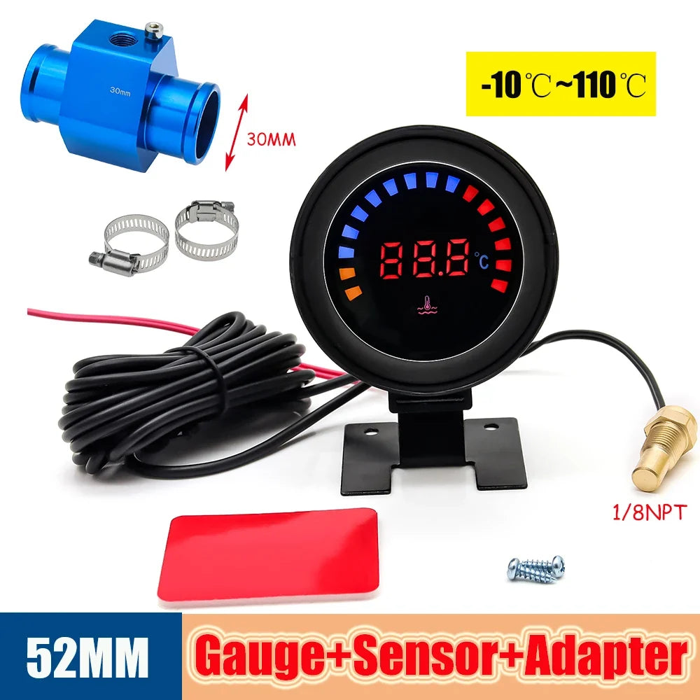 52mm Auto Water Temperature Meter | Universal LCD Digital Thermometer with Sensor and 1/8NPT Adapter MyPetiteCar.com