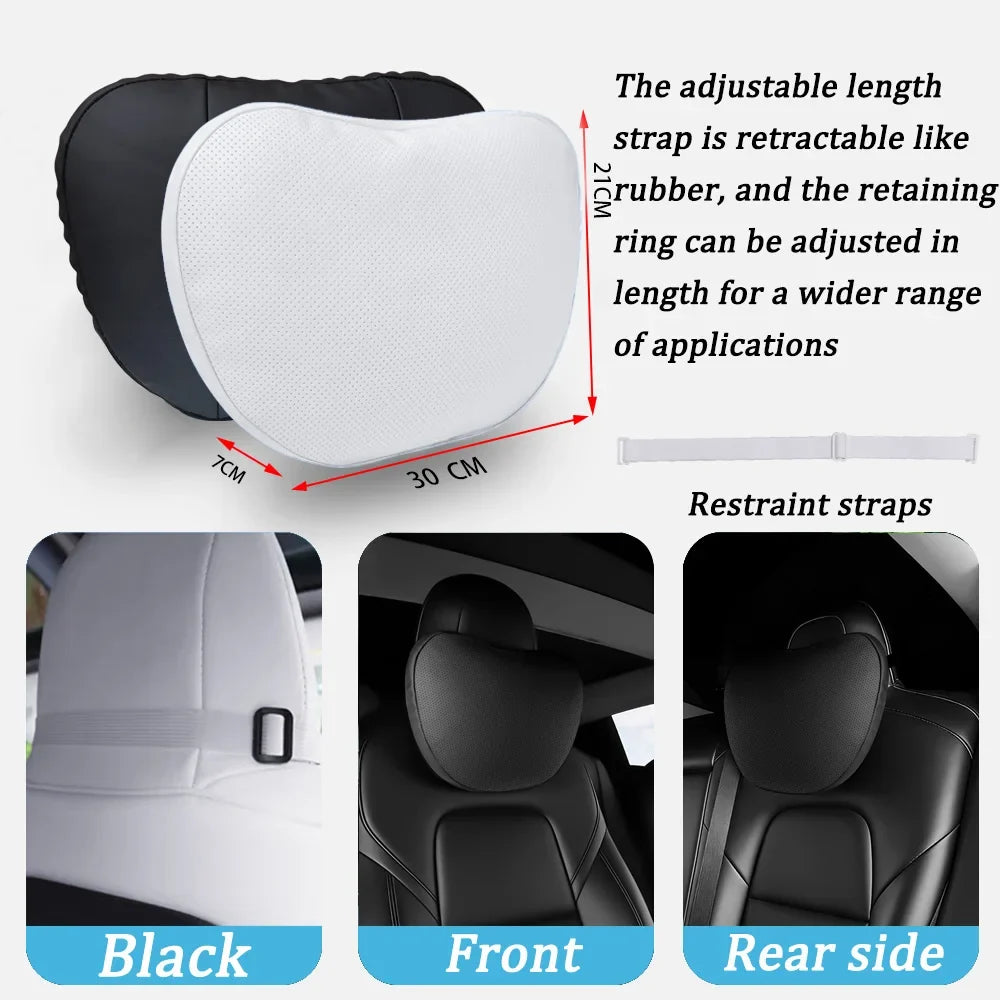 Tesla Model 3/Y Juniper Neck Pillow | Nappa Leather Memory Foam Headrest MyPetiteCar.com