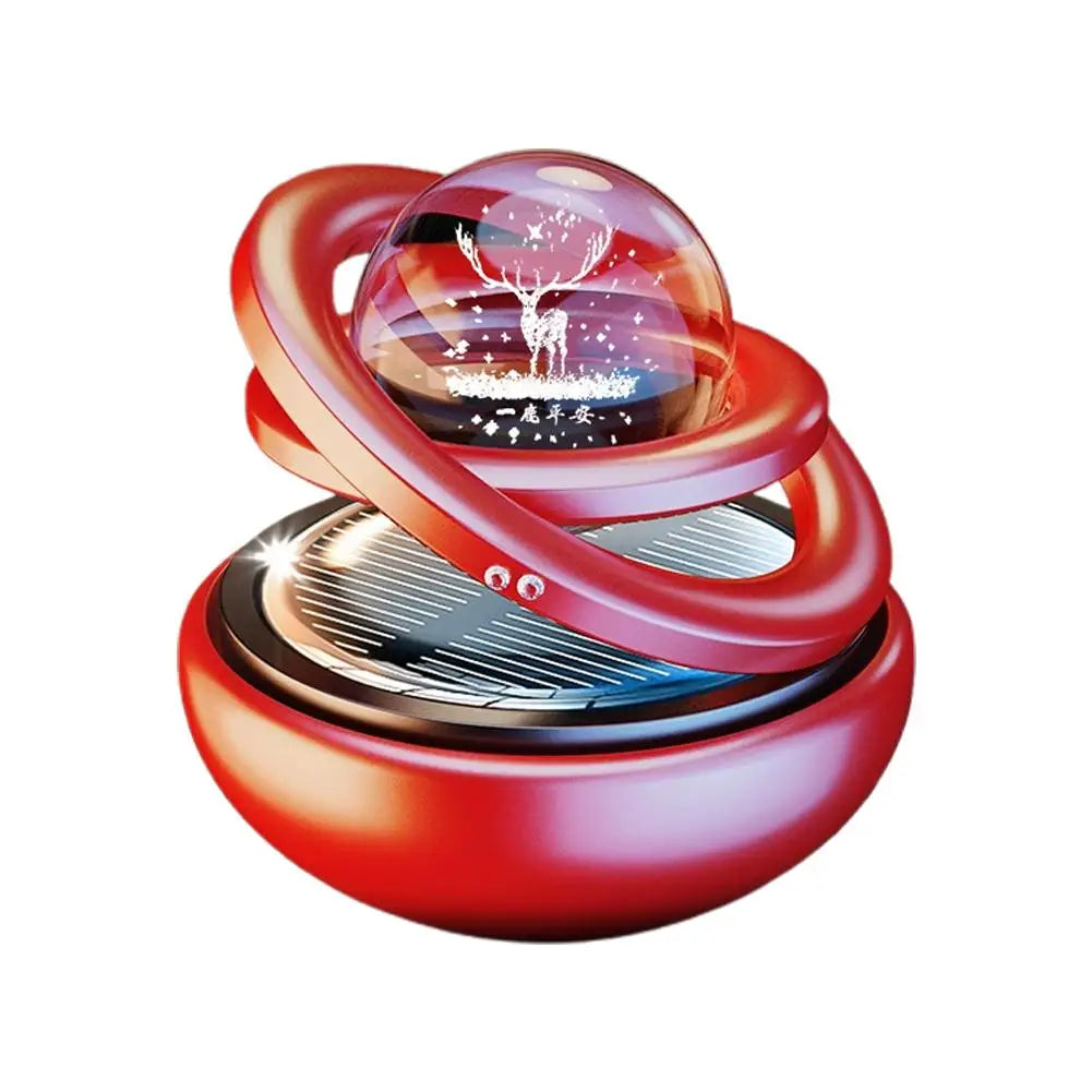 Car Air Freshener Solar Rotating Aromatherapy Star Ball Double Ring Suspended Ornament Diffuser Interior Decoration MyPetiteCar.com