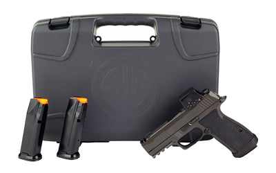Sig Sauer P365 AXG LEGION |  Striker Fired |  Semi-automatic |  Metal Frame Pistol |  Sub-Compact |  9MM |  3.1" Barrel |  Cerakote Finish |  Legion Gray |  AXG Grip Module |  G10 Grips |  XRAY3 Day/Night Sights |  Romeo-X SIG-LOC Compact Optic |  Slide I Atomic Defense