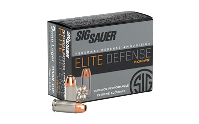 Sig Sauer Elite Defense V-Crown |  9MM |  115 Grain |  Jacketed Hollow Point |  20 Round Box Atomic Defense