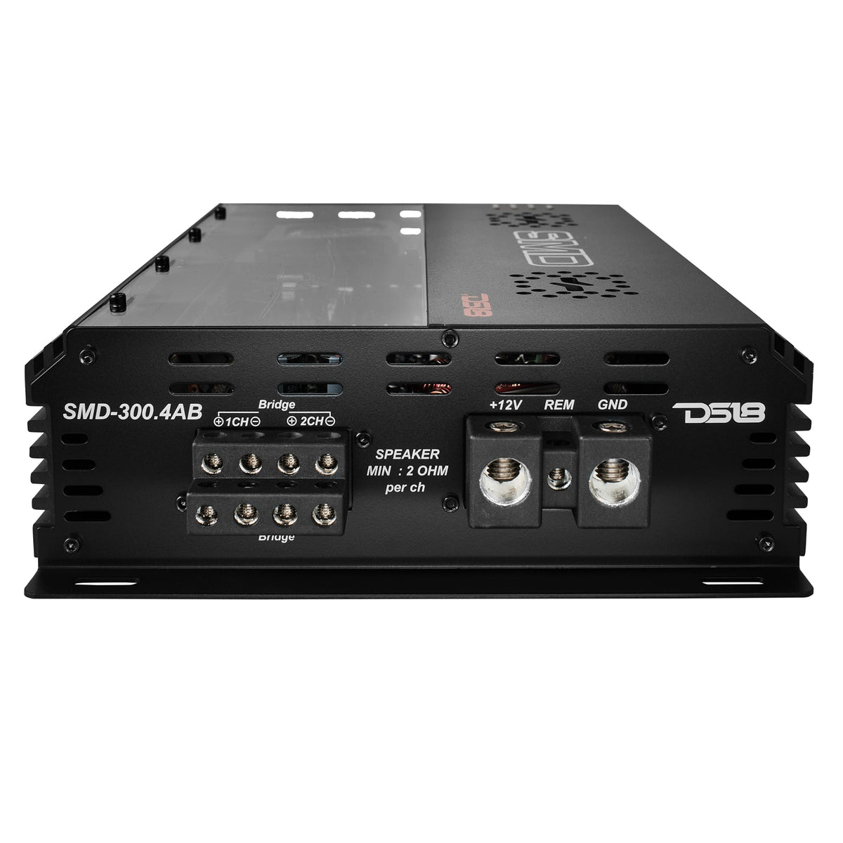 SMD 4-Channel Class AB Amplifier with VM-1 Voltmeter and Digital LED Lights 4 x 300W at 2-Ohm - Steve Meade Designs DS18