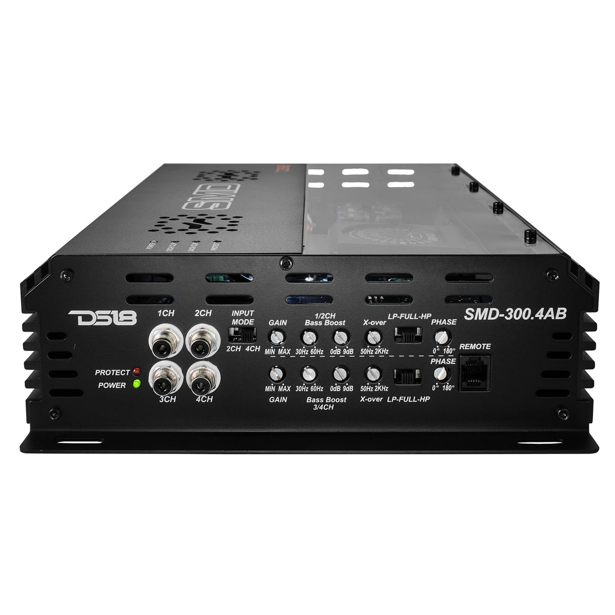 SMD 4-Channel Class AB Amplifier with VM-1 Voltmeter and Digital LED Lights 4 x 300W at 2-Ohm - Steve Meade Designs DS18