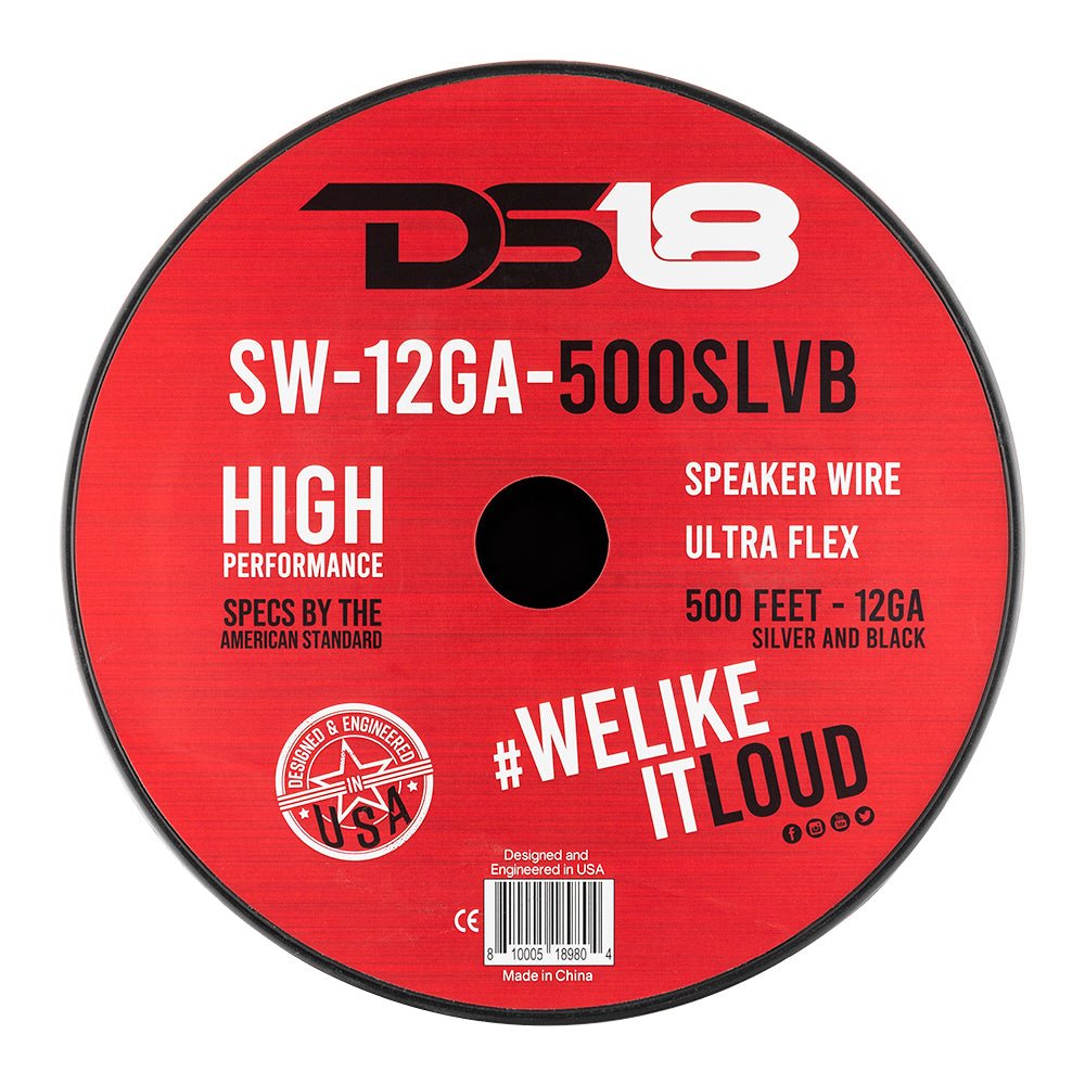 12-GA Speaker Wire 500 Feet -Silver and Black DS18
