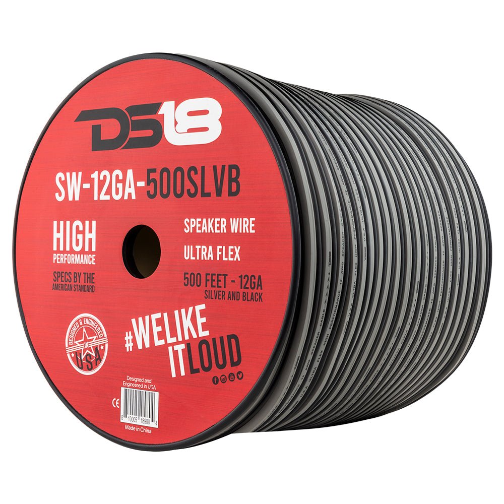 12-GA Speaker Wire 500 Feet -Silver and Black DS18