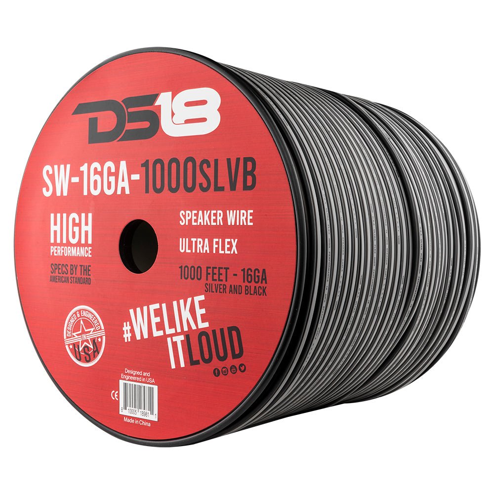 16-GA Speaker Wire 1000 Feet -Silver and Black DS18