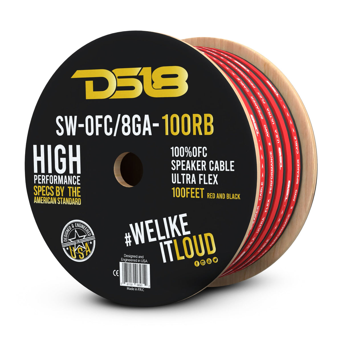 8-GA OFC 100% Copper Speaker Wire 100 Feet DS18