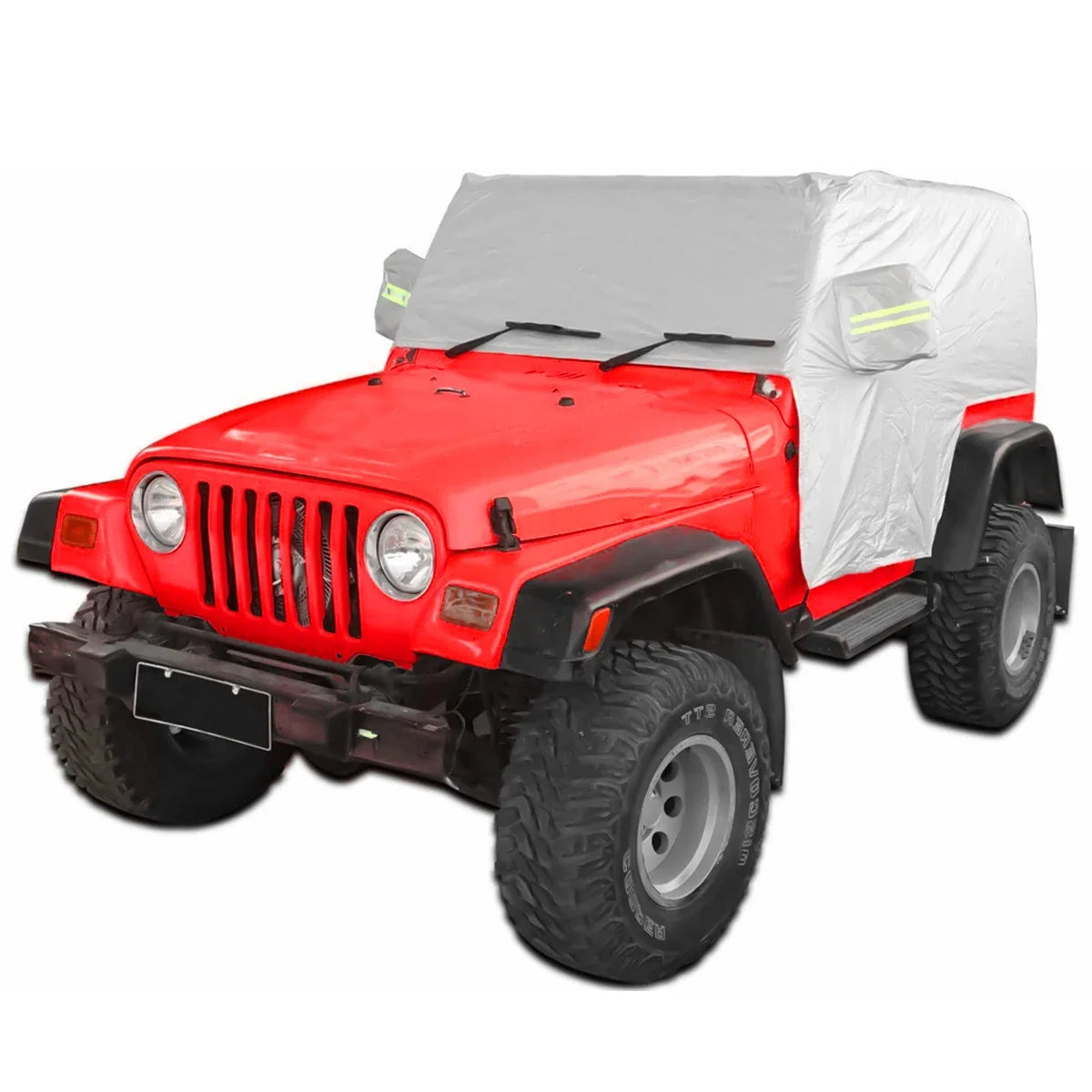 Silver SunShield Cover for Jeep Wrangler TJ 1997-2006 | Weatherproof Half Car Cover
