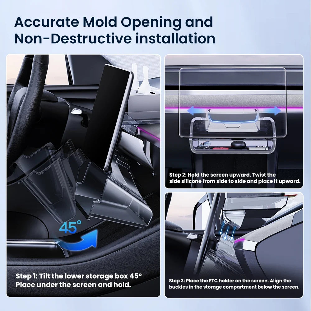 YZ Hidden Screen Storage Box for Tesla Model 3 Y Highland Juniper 2021-2025 | Magnetic Magsafe Storage MyPetiteCar.com