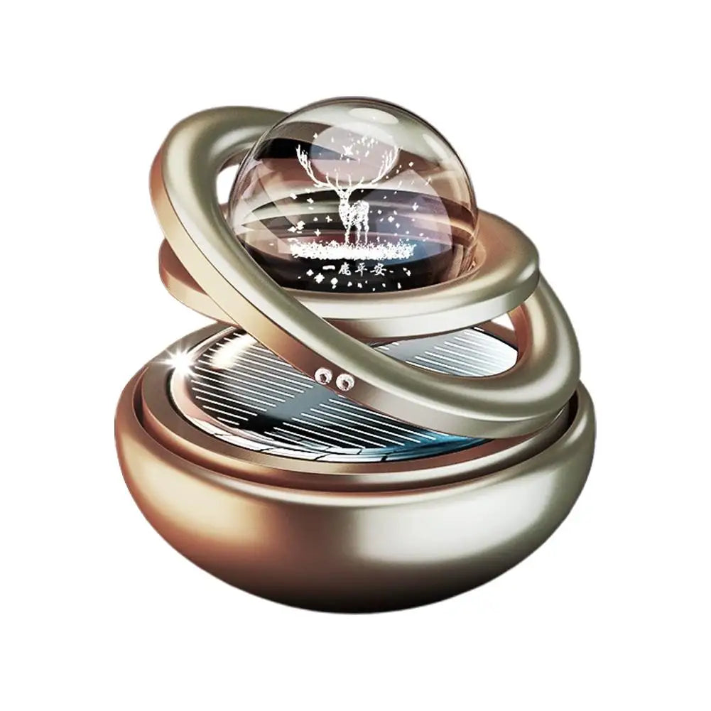 Car Air Freshener Solar Rotating Aromatherapy Star Ball Double Ring Suspended Ornament Diffuser Interior Decoration MyPetiteCar.com