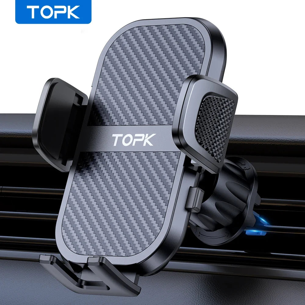 TOPK Car Phone Holder Air Vent Mount | 360° Rotation Gravity Expansion for 4"-7" Smartphones MyPetiteCar.com