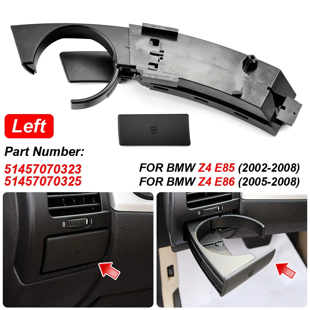 2PCS Front Dashboard Air Vent Side Cup Holder Drink Bracket for BMW Z4 E85 E86 2002-2008 | Dash Drink Holder MyPetiteCar.com