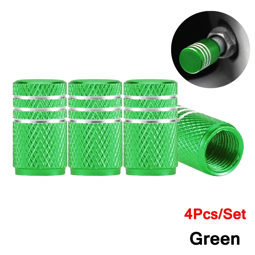 DSYCAR 4Pcs Silver Aluminum Knurling Tire Valve Stem Caps | US Schrader Compatible MyPetiteCar.com