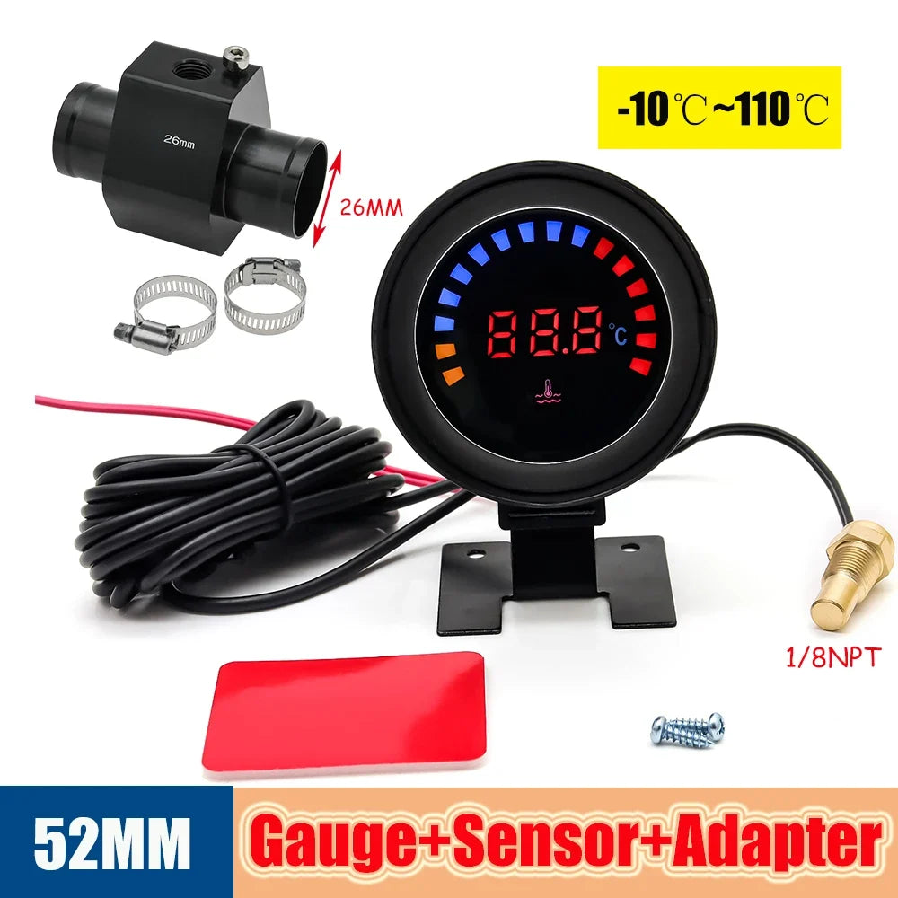 52mm Auto Water Temperature Meter | Universal LCD Digital Thermometer with Sensor and 1/8NPT Adapter MyPetiteCar.com