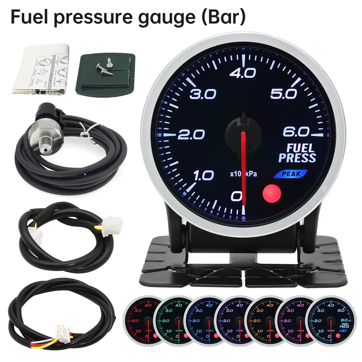 2 Inch 52mm Smoke Lens Turbo Boost Gauge | 8 Color Backlight Car Gauge with Sensor MyPetiteCar.com