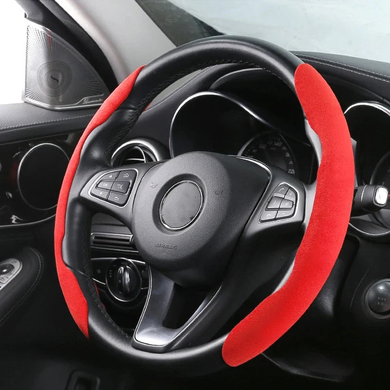Suede Universal 38CM Car Steering Wheel Booster Cover Non-Slip Auto Interior Steer Protector Decoration Accessories-Brown MyPetiteCar.com