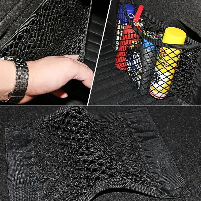 Universal Car Trunk Organizer Dual-Layer Mesh with Fire Extinguisher Net