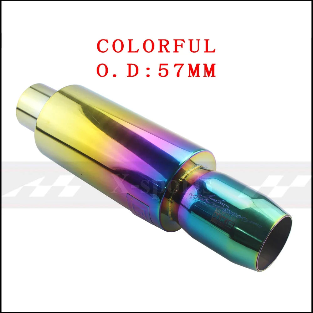 Universal Stainless Steel Exhaust Pipe Muffler | 51-63mm Inlet 89mm Flat Outlet MyPetiteCar.com