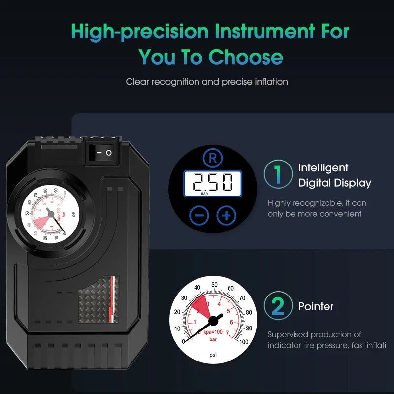 CARSUN Mini Air Pump Tire Inflator Portable Compressor | Digital Wired Car Tyre Inflator for Bicycle Balls MyPetiteCar.com
