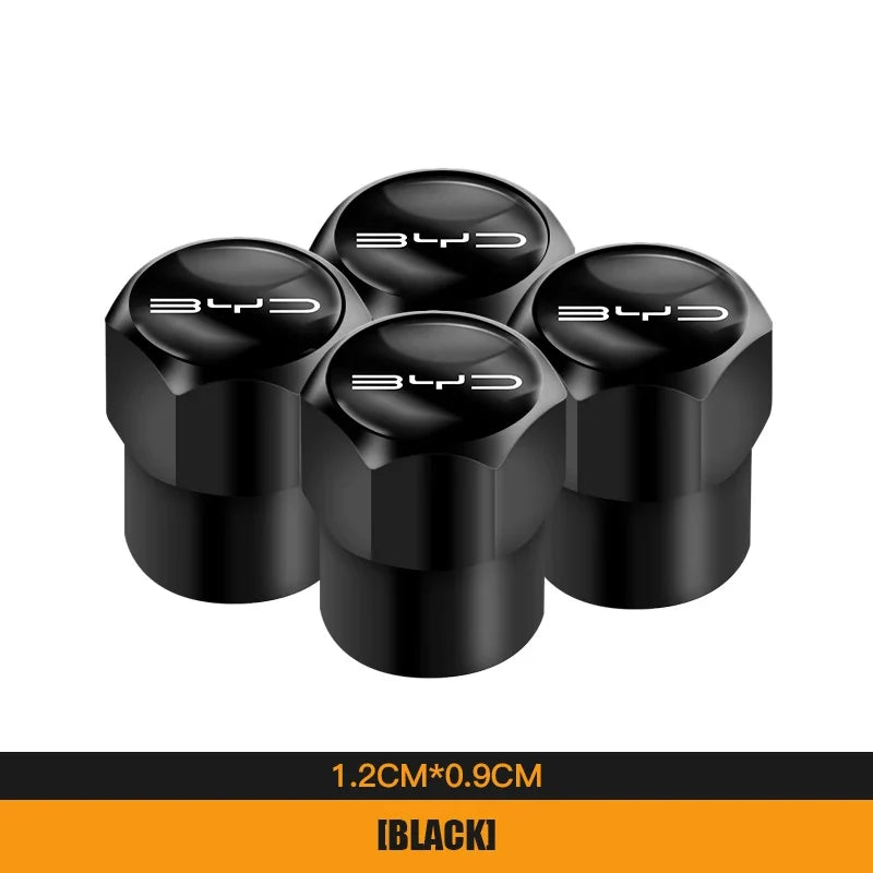 4Pcs Aluminum Alloy Tire Valve Caps for BYD Models | Waterproof Dustproof Cover Set
