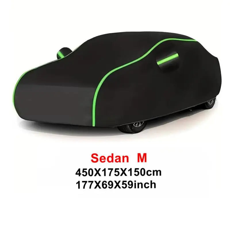 Universal Car Cover with Reflective Strip | Black Outdoor Dust and Snow Protection MyPetiteCar.com