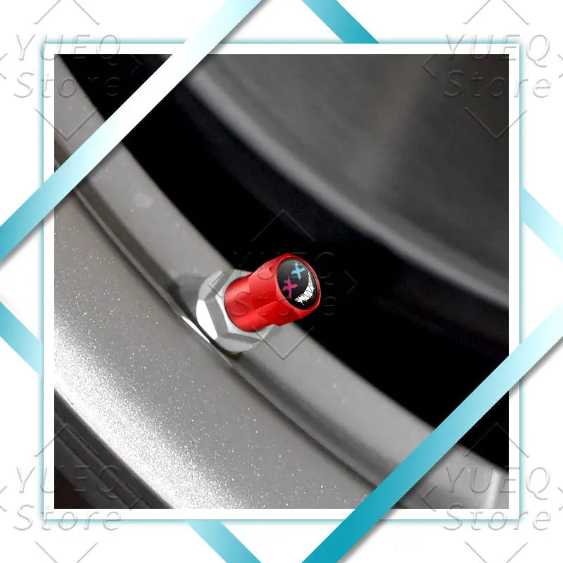 4Pcs XX Smiling Face Logo Pattern Car Tire Valve Caps | Universal Aluminum Tire Stem Covers MyPetiteCar.com