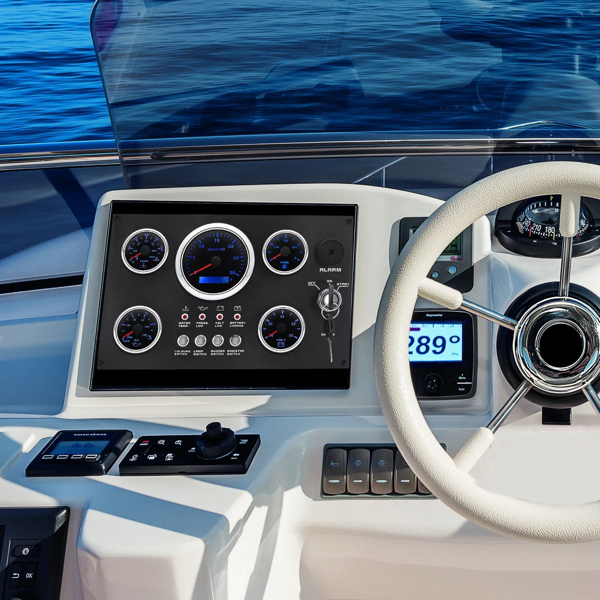 Car Boat Diesel Engine 5 Gauge Instrument Panel Set | GPS Speedometer Tachometer Fuel Oil Pressure Volt MyPetiteCar.com