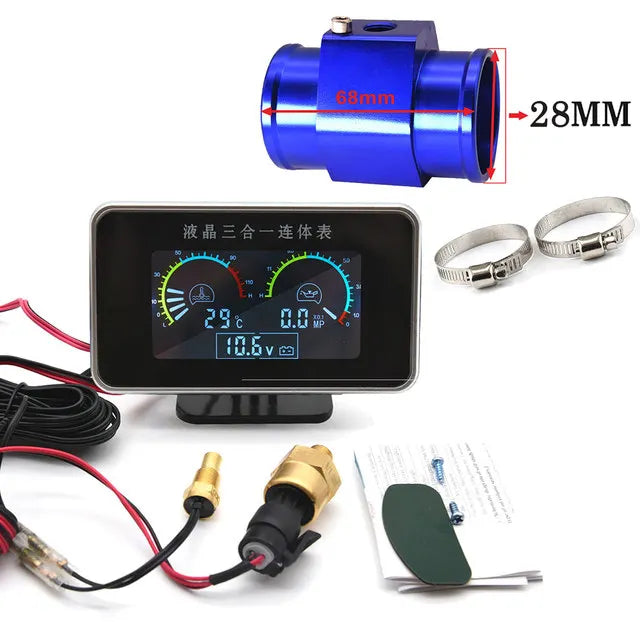 Universal 3 in 1 Digital Truck Car Gauge | Water Temp Oil Pressure Voltmeter 12V