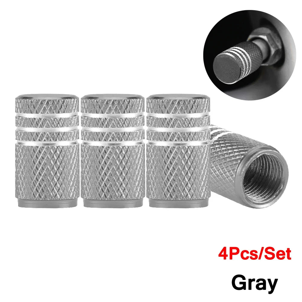 DSYCAR 4Pcs Silver Aluminum Knurling Tire Valve Stem Caps | US Schrader Compatible MyPetiteCar.com