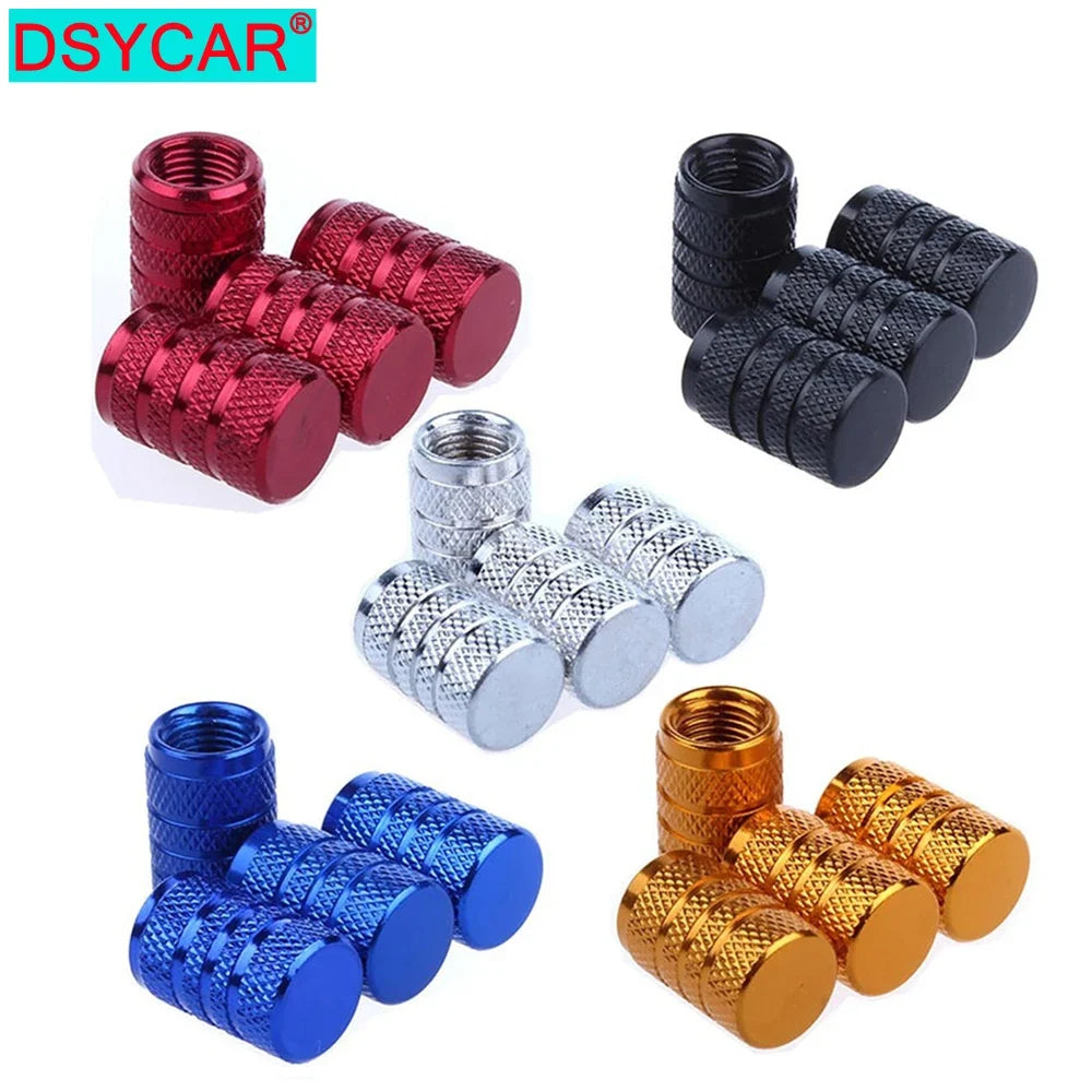 DSYCAR 4Pcs Silver Aluminum Knurling Tire Valve Stem Caps | US Schrader Compatible MyPetiteCar.com