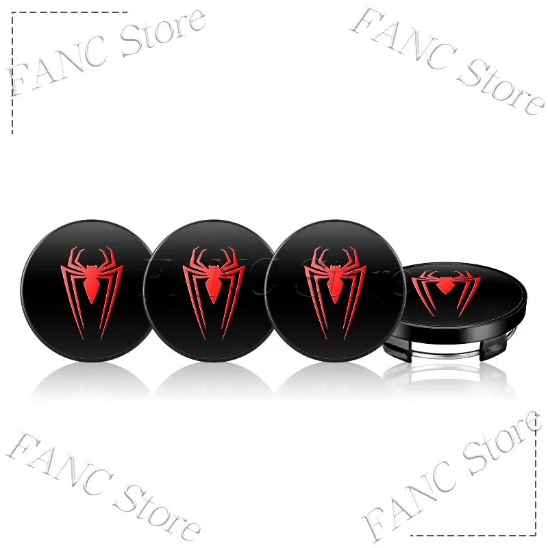 4 Pcs Red Spider Wheel Center Cap Stickers