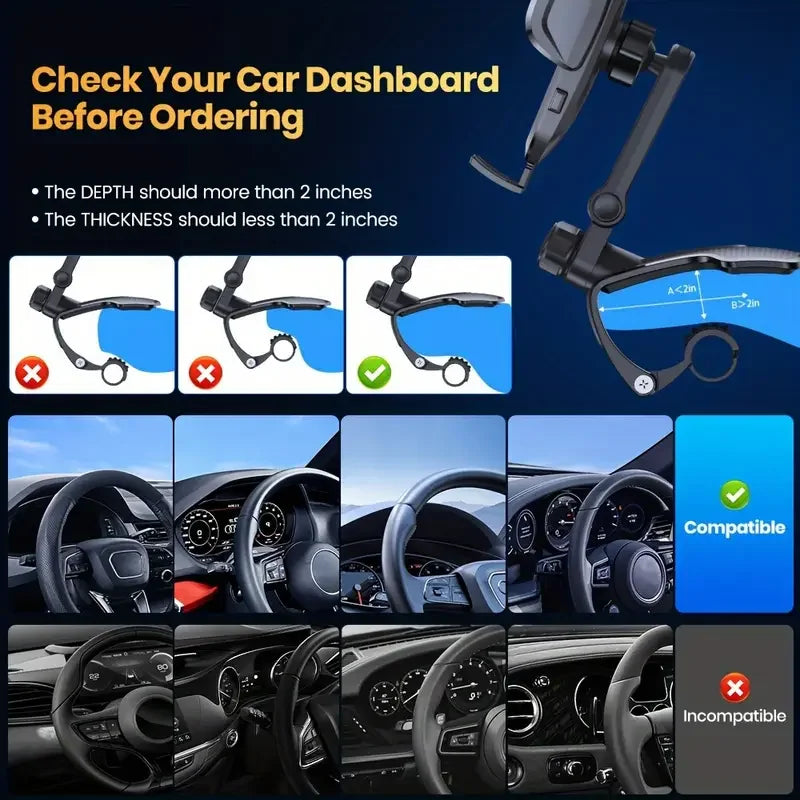 Car Phone Holder Mobile Phone Car Support Smart Phone Clip Dashboard Multi-functional Fixed Navigation Bracket Strong Steady MyPetiteCar.com
