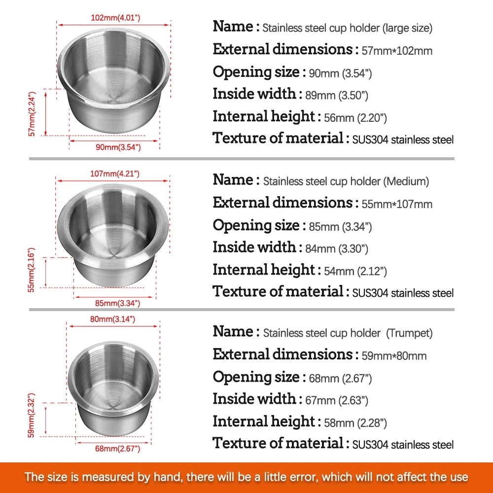 68/85/90mm Stainless Steel Marine Boat RV Cup Holder | Universal Rustproof Drink Bottle Holder MyPetiteCar.com