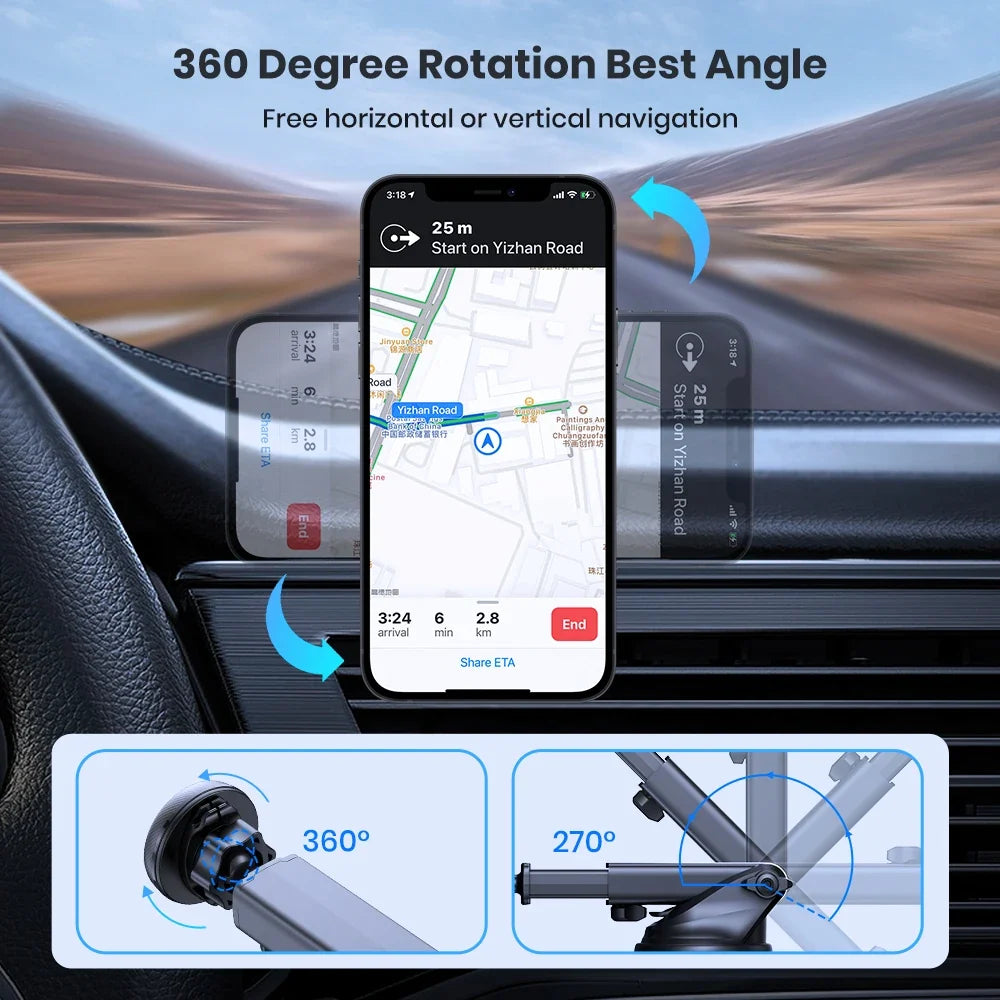 TOPK Magnetic Car Phone Mount | Strong N52 Magnet Dashboard Windshield Car Phone Holder MyPetiteCar.com