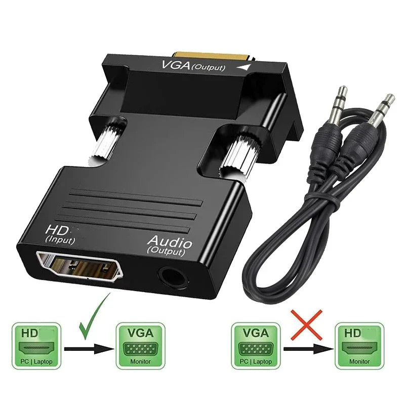 HDMI to VGA Converter with 3.5mm Audio | 1080p Adapter for PC, Laptop, Projector MyPetiteCar.com